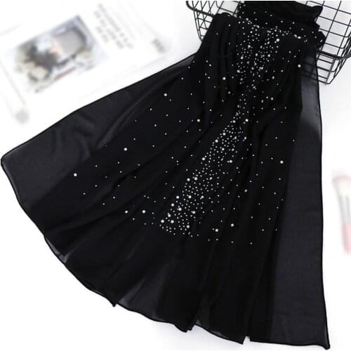 2019 New Chiffon Scarf Solid Color Crystal National Wind Long Scarves For Women Wrap Shawl Stole 42