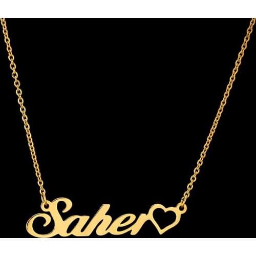 Customized 2021 Fashion Stainless Steel Name Necklace Personalized Letter Gold Choker Necklace Pendant Nameplate Gift