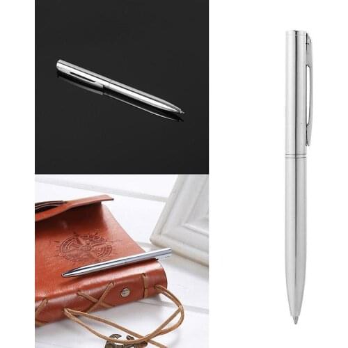 3pcs New Light silver Ball-point Pen Rod Rotating Plastic Ball-point Pen Stationery Ballpoint Pen Blue Ink School Supplies