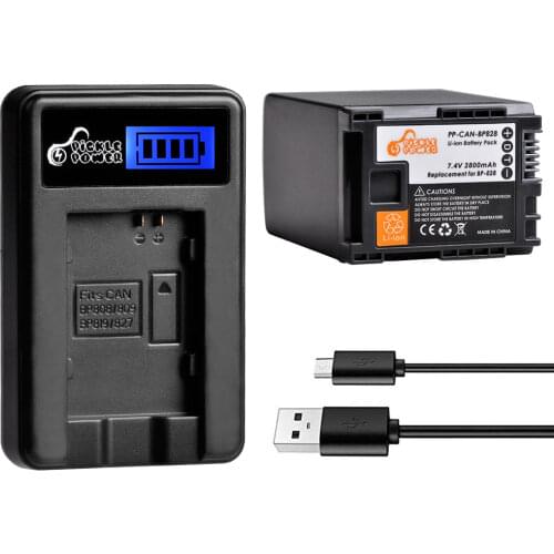 2Pc BP-828 BP 828 BP828 Battery+LCD Charger for Canon BP-820 LEGRIA iVIS VIXIA GX10 XF400 XF405 HF G30 G40 XA20 XA25 XA35 HFM300