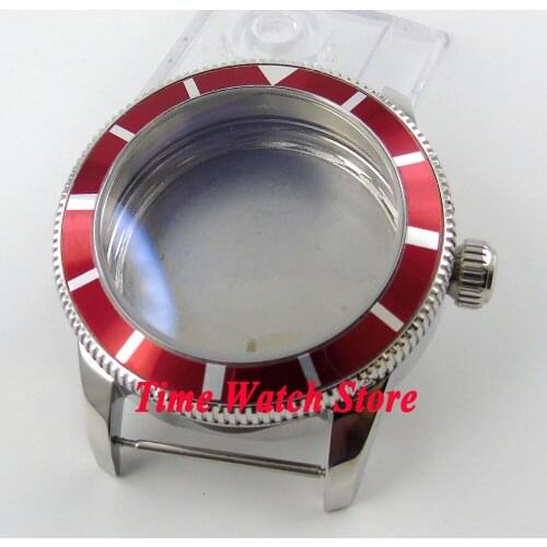 46mm red bezel 316L stainless steel case fit ETA 2836 movement C89