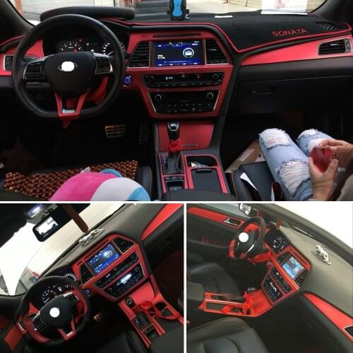 For Hyundai sonata 9 2015-2017 Interior Central Control Panel Door Handle 3 Carbon Fiber Stickers Decals Car styling Accessorie