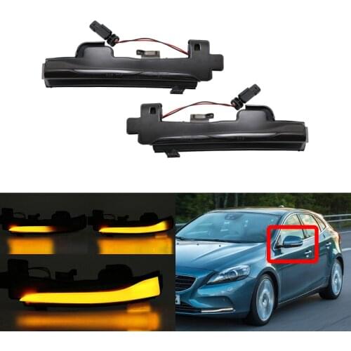 For Volvo S60 CC S60 II S80 II V40 CC 40 II V60 V60 CC V70 III 2x Sequential Dynamic Amber Led Side Mirror Blinker Lights Lamp