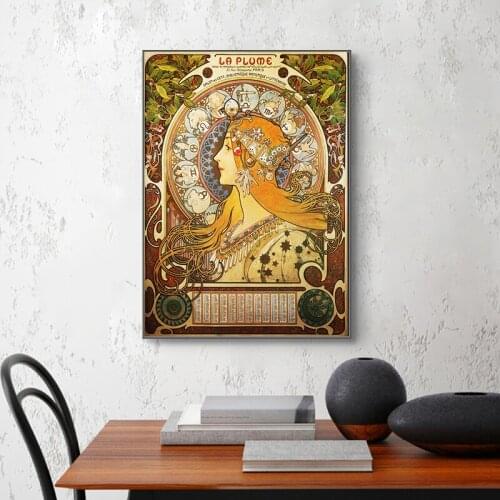 Canvas Poster Silk Fabric Alphonse Mucha Best Picture Poster Home Decor Print Stylish Retro Decor Nice Poster No Frame