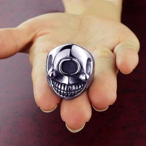 Cool Stainless Steel Alien Finger Rings For Men Unique Mens Biker Punk Rings Gothic Style Movie Jewelry Drop Shipping