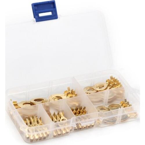 150PCS Ring Terminal Kit Electrical Wire Connectors Crimp Connector kit Brass Non-insulated Crimp Terminal Assortment