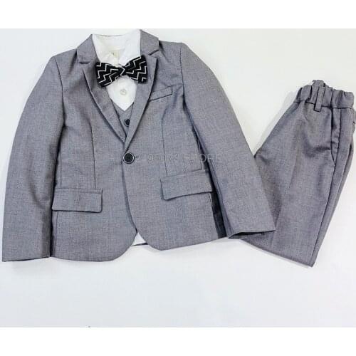 2019 Boys Gentleman Suits for Wedding Kids Birthday Gift Boys Dresses Suit Blazer+Vest +Pant 3pcs Clothing Sets Children Costume