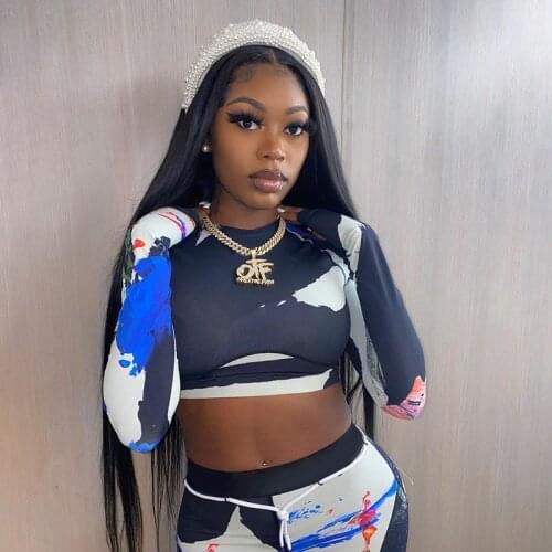 Echoine Womens Two Piece Set Printed Long-Sleeved High-Waist Tight Sports Suit Pants Casual Lounge Wear Jogger Active Tracksuit