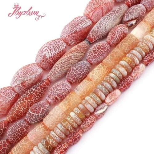 Round Oval Twist Drop Frost Cracked Red Black Multicolor Agates Natural Stone For DIY Women Necklace Bracelet Jewelry Making 15"