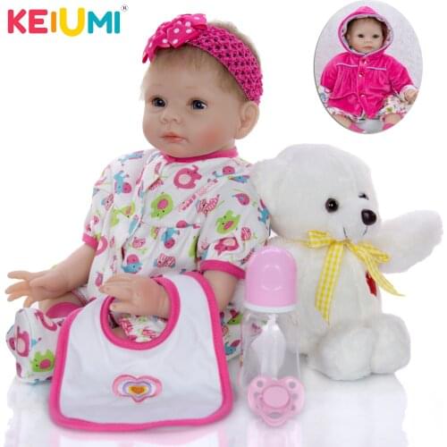 KEIUMI So Cute Reborn Boneca Silicone Vinyl Touch Real Soft 55 cm Baby Reborn Dolls Girl Playmates For Childrens Day Gifts