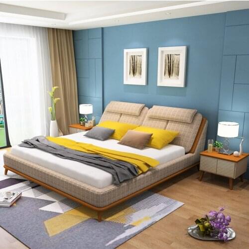 Main bedroom furniture Modern simple bed double bed 1.8 m washable soft bed