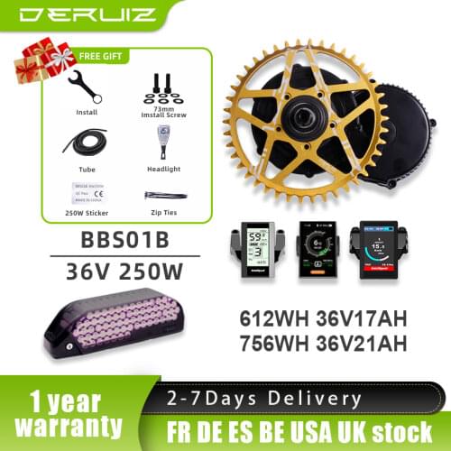 Bafang Motor BBS01B BBS01 36V 250W Mid Drive Motor 8Fun Electric Bike Ebike Conversion Kit With 18650 Lithium Battery 36V21AH