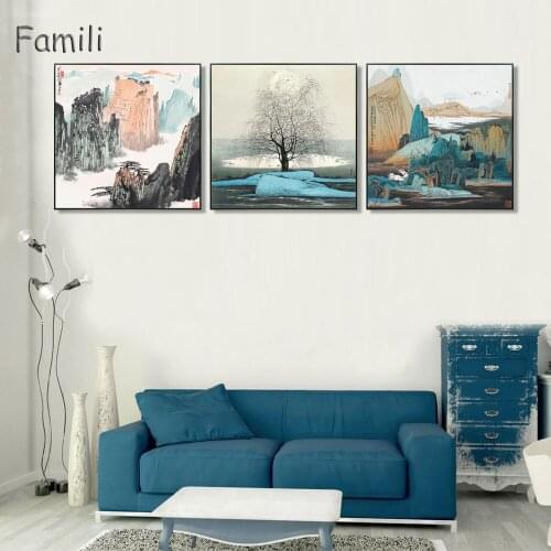 3PCS WALL Chinese Abstract Watercolor Lotus Painting Chinese Painting Paint Canvas Painting Mural Wall Picture Home Decor