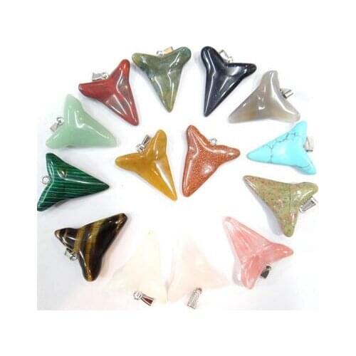 Natural Quartz crystal tiger eye Turquoises aventurine dolphin pendant for diy Jewelry making necklace Accessories 12PCS