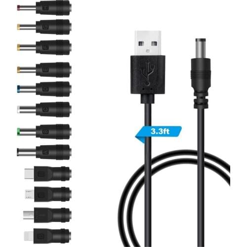 NEW-USB DC Power Cord Charging Cable DC Adapter Regulated Switching Power Supply with 12 Selectable Adapter Plugs