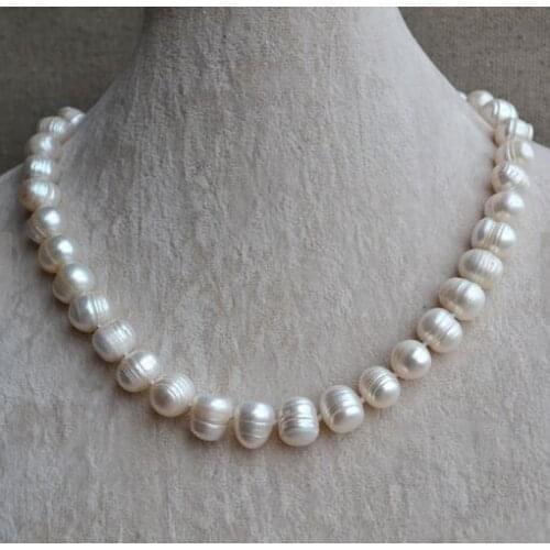 New Arrival Favorite Pearl Necklace 11-12MM White Potato Real Freshwater Pearl Handmade Fashion Jewelry Charming Women Gift