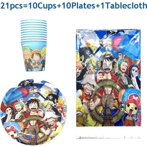 21-41pcs Monkey D. Luffy Theme Party Disposable Tableware Set Video Game Controller Paper Cup Plate Kids Boy Party Supplies