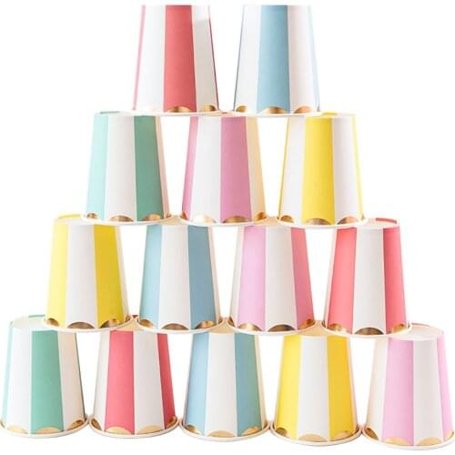 Disposable Tableware Party Decoration 8pcs/1 Pack Bronzing Paper Cup Birthday Party Decorations Kids Wedding Decoration