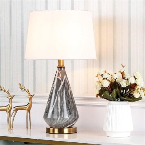 ORY Table Lamp Ceramic Bedside LED Luxury Desk Light Fabric Home Decorative for Foyer Dining Room Bed Room Office