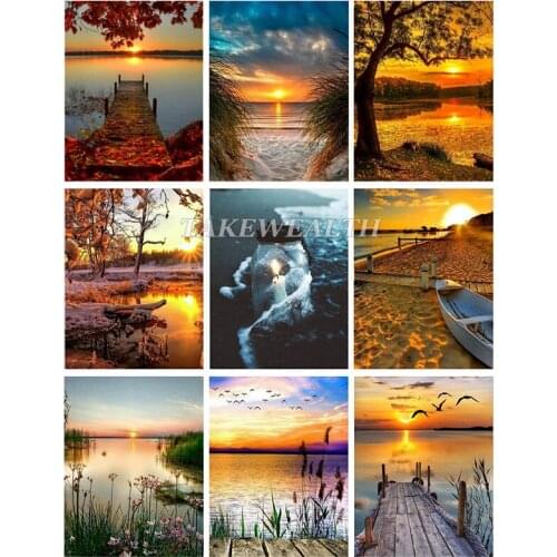 Full square 5D Diy diamond painting lakeside scenery diamond embroidery cross stitch rhinestone painting mosaic decoration TT853