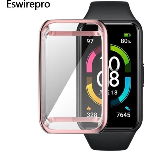 Replacement Sport Silicone Watch Band Wrist Strap Adjustable Watchbands for Huawei band 6 honor band 6 Full Protector Cover Case