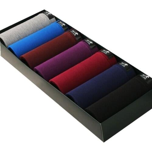 7pcs/lot Mens Boxers Panties Cueca Masculina Colorful Cotton Male Panties Solid Flexible Shorts Boxer Pure Color Male Pants Sets