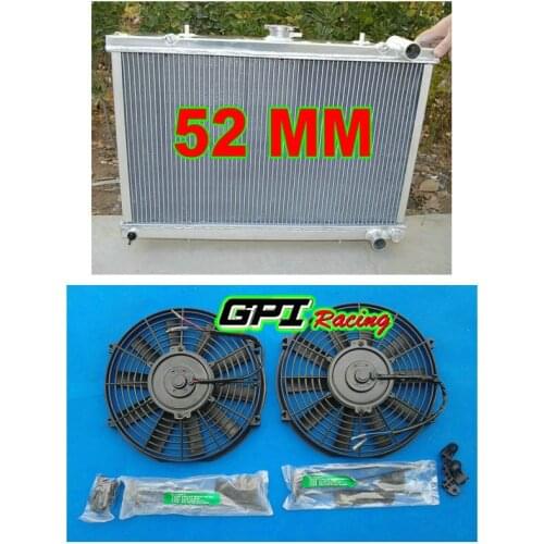 52mm radiator +fan FOR Nissan Skyline GTR/GTS-4/GTS-T R32 BNR32/HCR32/ECR32 RB26/RB20
