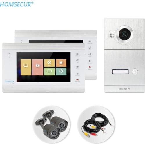 HOMSECUR 7" Wired Hands-free Video&Audio Door Home Intercom Motion Detection 1.3MP with Waterproof Outdoor Camera CCTV Camera