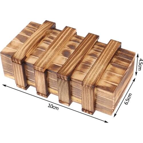 Vintage Wooden Puzzle Box with Secret Drawer Magic Wood Compartment Brain Teaser Toys Puzzles Boxes Kids Toy Gift