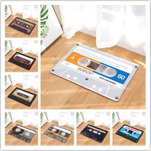 Vintage Cassette Tape Indoor Doormat Non Slip Door Floor Mats Carpet Rugs Decor Flannel Plush Door Mat Porch Doormats Tapete