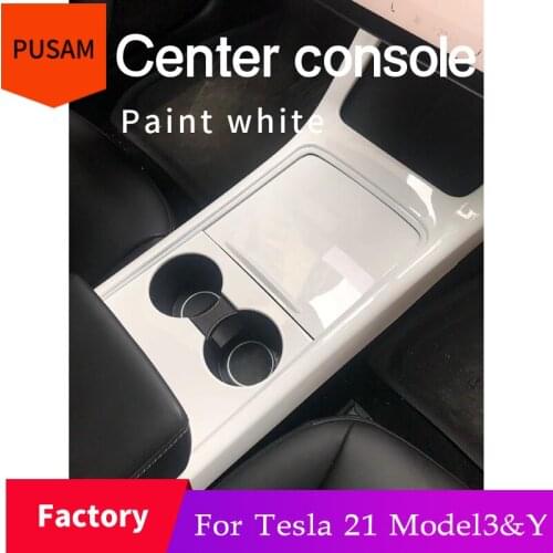 For Tesla 21 Model3&Y center console protection decoration carbon fiber pattern white stickers modified car interior