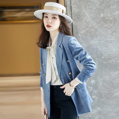 High Quality Corduroy Formal Blazers Jackets Coat Long Sleeve Women Office Work Wear Autumn Winter Business Outwear Blaser Tops