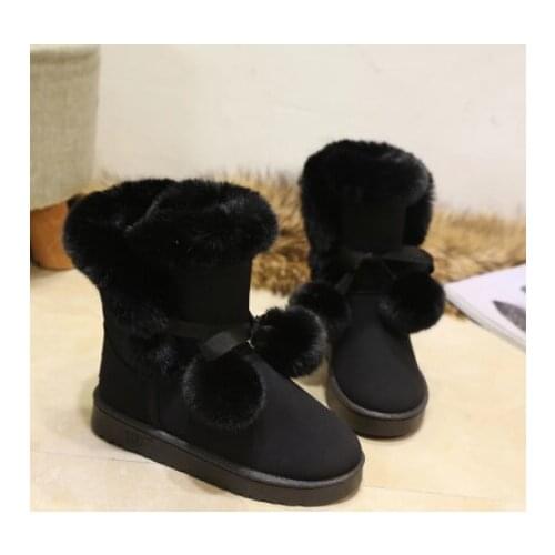Winter womens casual short tube plus fleece boots warm lace up snow boots