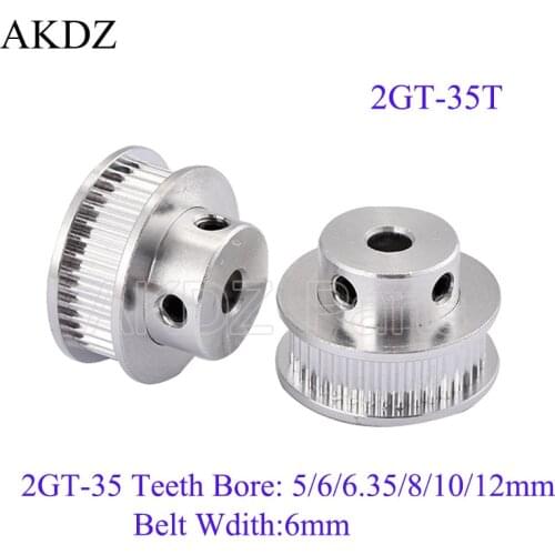 35 Teeth 2GT Timing Pulley Bore 5/6/6.35/7/8/10/12mm for GT2 Open Synchronous belt width 6/10mm small backlash 35Teeth 35T