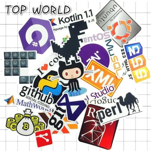 10/23pcs/lot Internet Java Js Php Html Cloud Docker Bitcoin Programming Language Logo Stickers For Laptop Car Diy Stickers