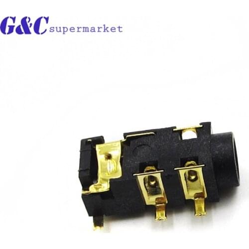 10PCS PJ-327A headphone jack 3.5MM audio interface gilded five feet 5P pin female headset cap free shipping diy electronics