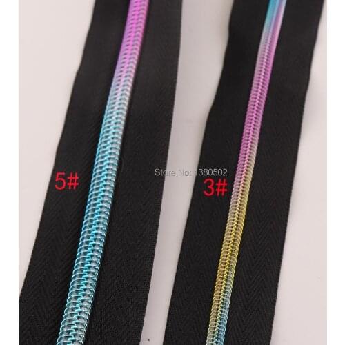 10Yards 3# 5# rainbow Color Nylon Teeth Zippers Fashion Decoration zipper for bags shoes garment luggage sewing Accessories