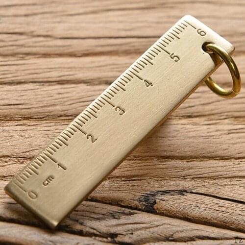 200pcs Thick Copper Rulers 6cm Straightedge Outdoor Pendant Multi-tool Straight Rulers