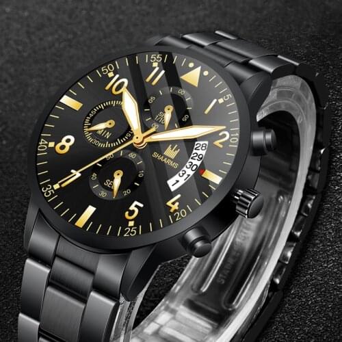 2019 Business Men Watch Luxury Stainless Steel Band Analog Quartz Watches Fashion Man Military Date Wristwatch Male Sport Clock