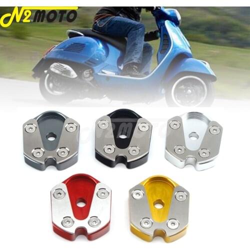 5 Colors Motorcycle CNC Aluminum Foot Side Stand Kickstand Enlarger Sidestand Extension Pad Accessories For Vespa GTS GTV 3Vie