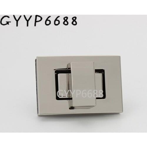5sets 43*25mm silver color turn lock for 2021 fashion handbag rectangle shape twist lock chain purse decorative accessories