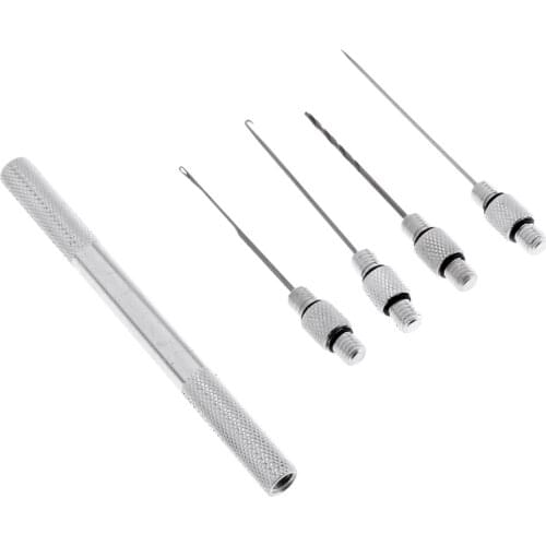 5 in 1 Combo Set Carp Fishing Rigging Bait Needle Fishing Drill Hook Stringer Baiting Needle Handle Tackle Tool Kit