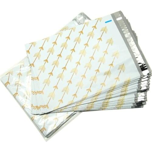 50Pcs Plastic Shipping Bag Golden Arrow Courier Storage Bag Waterproof Poly Mailer Express Packaging Envelopes Mailbag 26x37cm