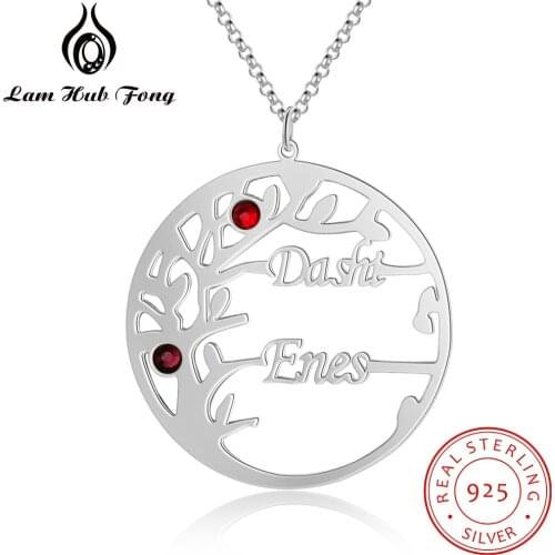 925 Sterling Silver Tree of Life Necklace Personalized Family Necklace Custom Name Birthstone Fine Jewelry (Lam Hub Fong)