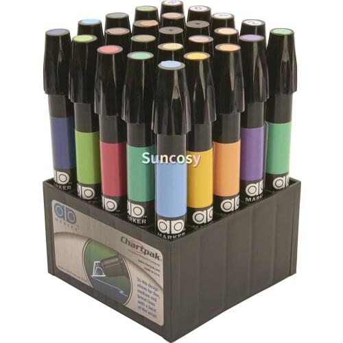 AD Marker The Original Chartpak, Tri-Nib, 25 Assorted Art Director Colors in Tabletop Cube, 1 Set (K)