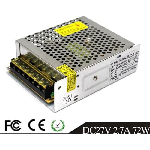 Switch Power Supply Adapter DC27V 2.7A 72W Driver Transformer 110V 220V AC-DC 27V USP for Led Strip Light Lamp CCTV Amplifier