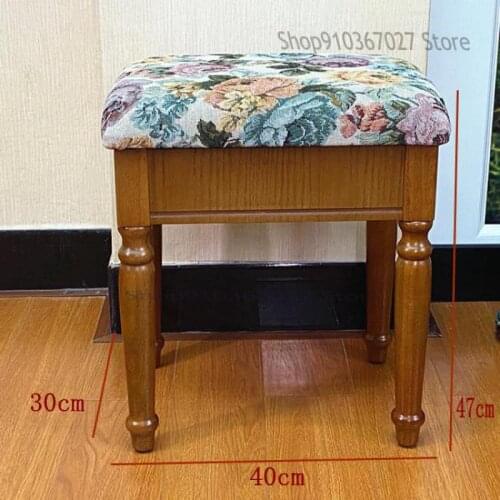 American Doorway Shoe Changing Stool Solid Wood Clamshell Storage Stool Bedroom Dressing Stool Soft Cushion Piano Stool