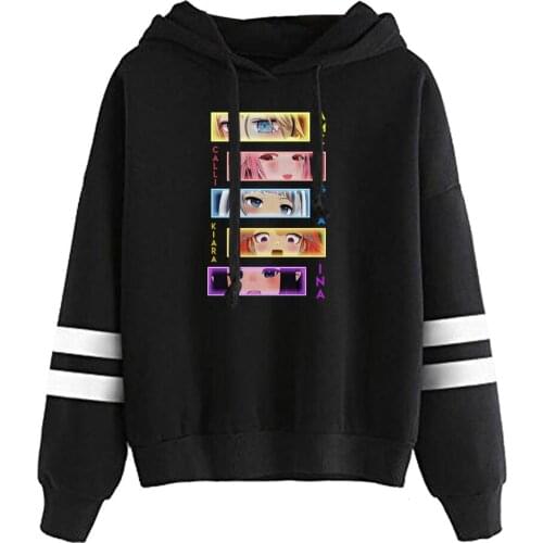Anime Neon Amelia Calliope Gura Kiara Ina'nis Merch Harajuku Men Women Casual Hoodie Pullovers Sweatshirt Coat Hoody Kawaii Y2K