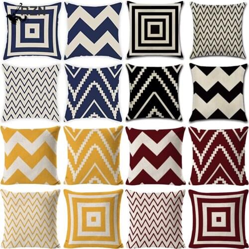 RZN Geometry Cotton Linen Cushion Cover Sofa Cushions Plant Throw Pillow Covers Decorations For Home Decoration 2021