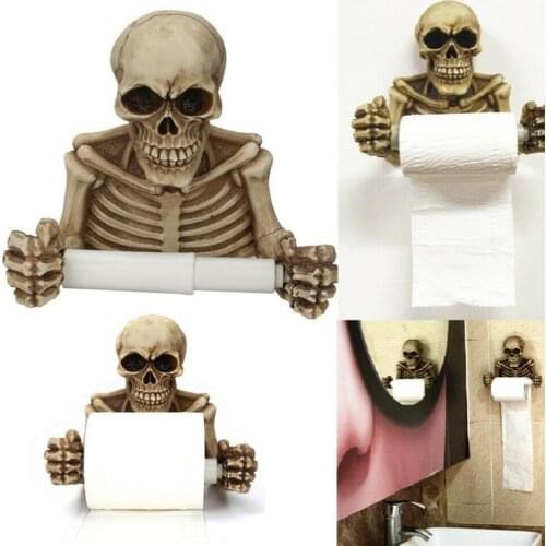 Paper Holder 3D Creative Retro Skull Toilet Wall Mounted Toilet Paper Storage Box Bathroom Storage Box